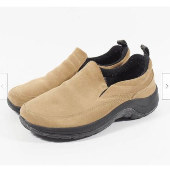 L.L. Bean Other - Men's LL Bean Beige Suede Comfort Mocs Slip On Walking Hiking Shoes Sz 7.5M